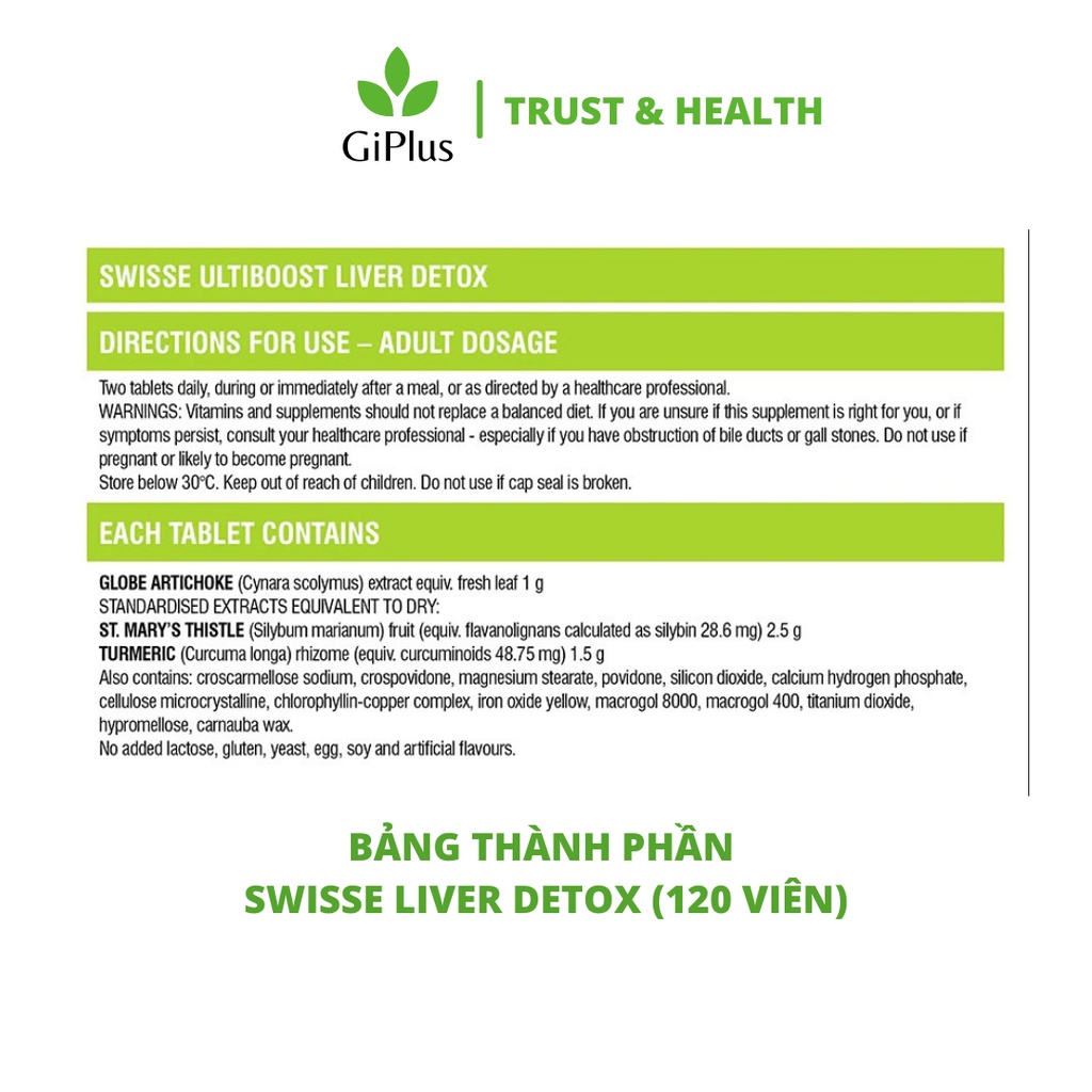 Viên Uống Hỗ Trợ Giải Độc, Thanh Lọc Và Tái Tạo Gan Swisse Liver Detox