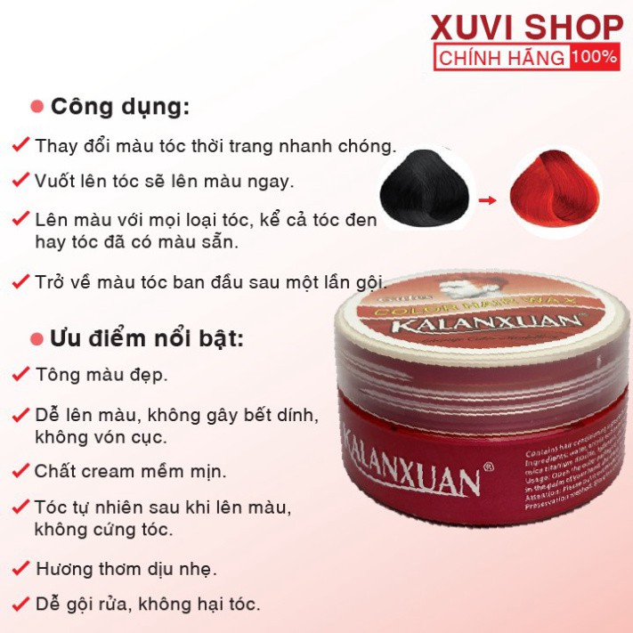 Sáp Vuốt Nhuộm Tóc Màu Đỏ Hồng KALANXUAN 100ml Chính Hãng Đổi Màu Tạm Thời - XUVI SHOP