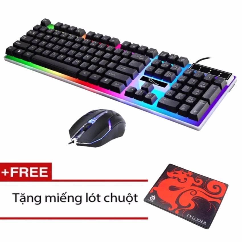 Combo bàn phím LED giả cơ G21 và chuột chơi Game R8 1602 (Đen) + Tặng kèm lót chuột | BigBuy360 - bigbuy360.vn