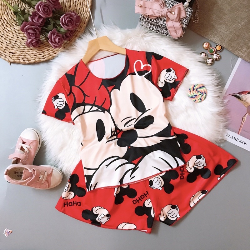 set quần giả váy cotton lạnh 3D cho bé 13kg tới 42kg