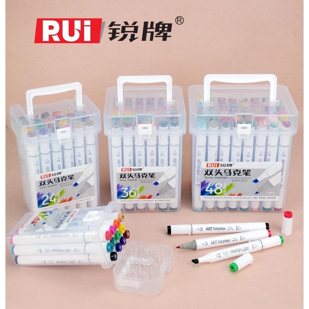 Bút dạ màu cao cấp Marker 2 đầu BaoKe MP 6758- 12 Màu/18 Màu/24 Màu/36 Màu/48 Màu