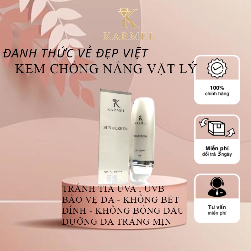 Kem chống nắng vật lý cho da hỗn hợp, da dầu mụn SPF 50 PA+++ Không bết dính không bóng dầu Kamel  - Sun Screen