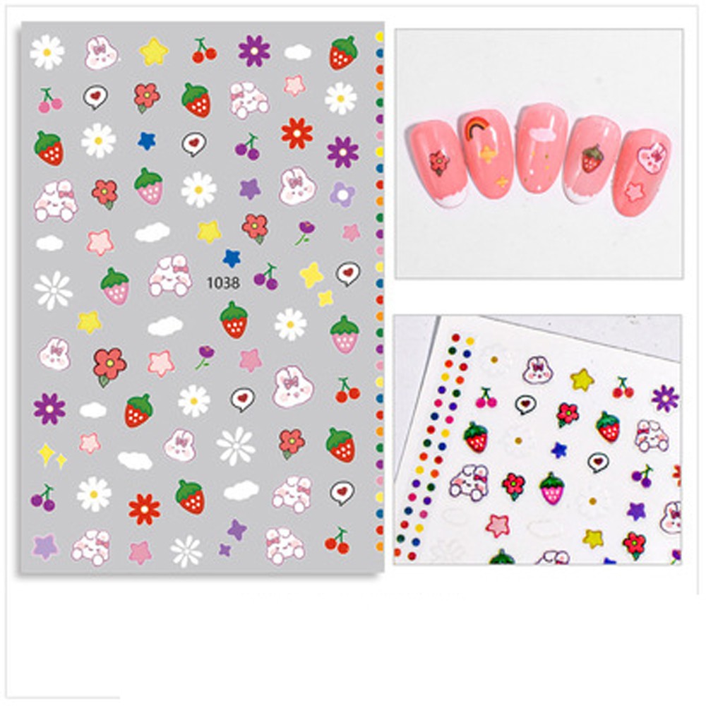 [Hàng mới về] Miếng dán trang trí móng tự dính hình thỏ phong cách Hàn Quốc đáng yêu