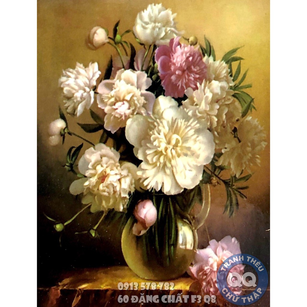 50*60CM TRANH ĐÁ BÌNH HOA TRANH ĐÍNH ĐÁ CHƯA ĐÍNH Y8086