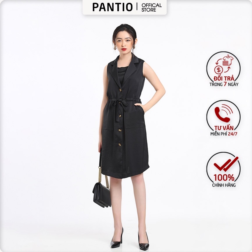 Đầm công sở chất liệu Thô lụa dáng suông không tay FDC52656 - PANTIO