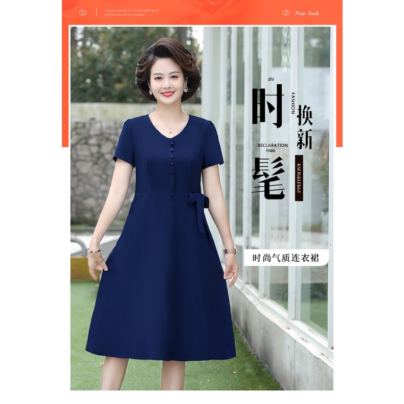 Đầm Chiffon Tay Ngắn Thời Trang Mùa Hè Dành Cho Phụ Nữ Trung Niên 40-50 Tuổi Phong Cách Phương Tây