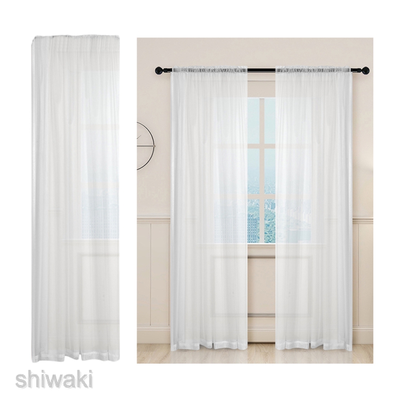 【In Stock】 Sheer Voile Rod Pocket Curtains White Fly Screen Drape for Bedroom Balcony