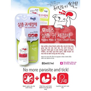 Dung dịch vệ sinh tai Forbis Flea Tick chuyên diệt ve kháng khuẩn cho thú cưng chó mèo 80ml