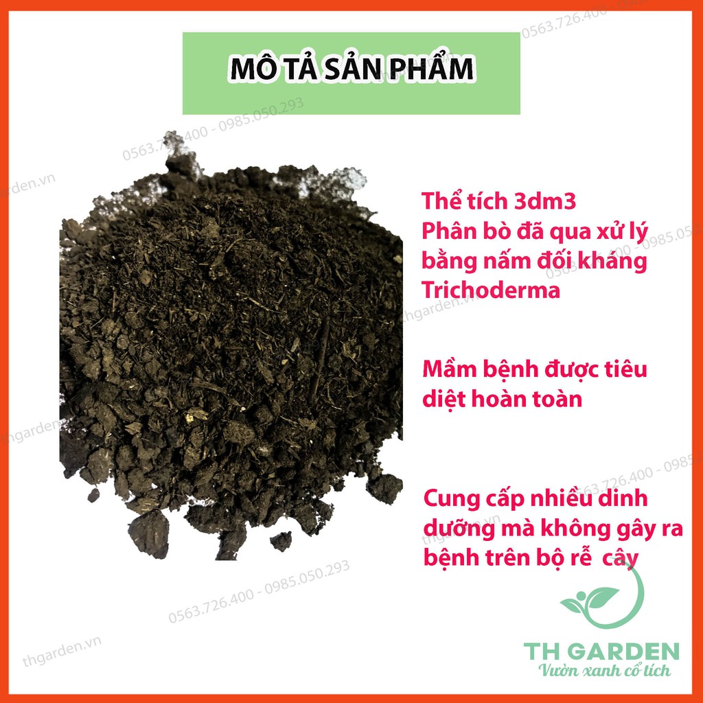 Phân Bò Tribat 3dm3 - Phân Bò Khô Đã Qua Xử Lý Tiêu Diệt Mầm Bệnh Bằng Nấm Đối Kháng Trichoderma - Phân Bò Ủ Đã Hoai Mục