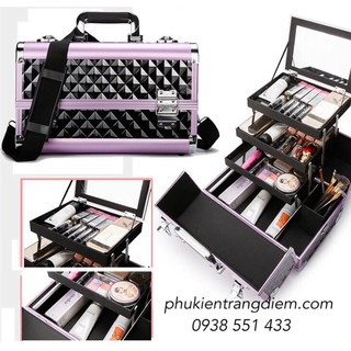 Cốp Trang Điểm Kim Cương Tím Có Gương