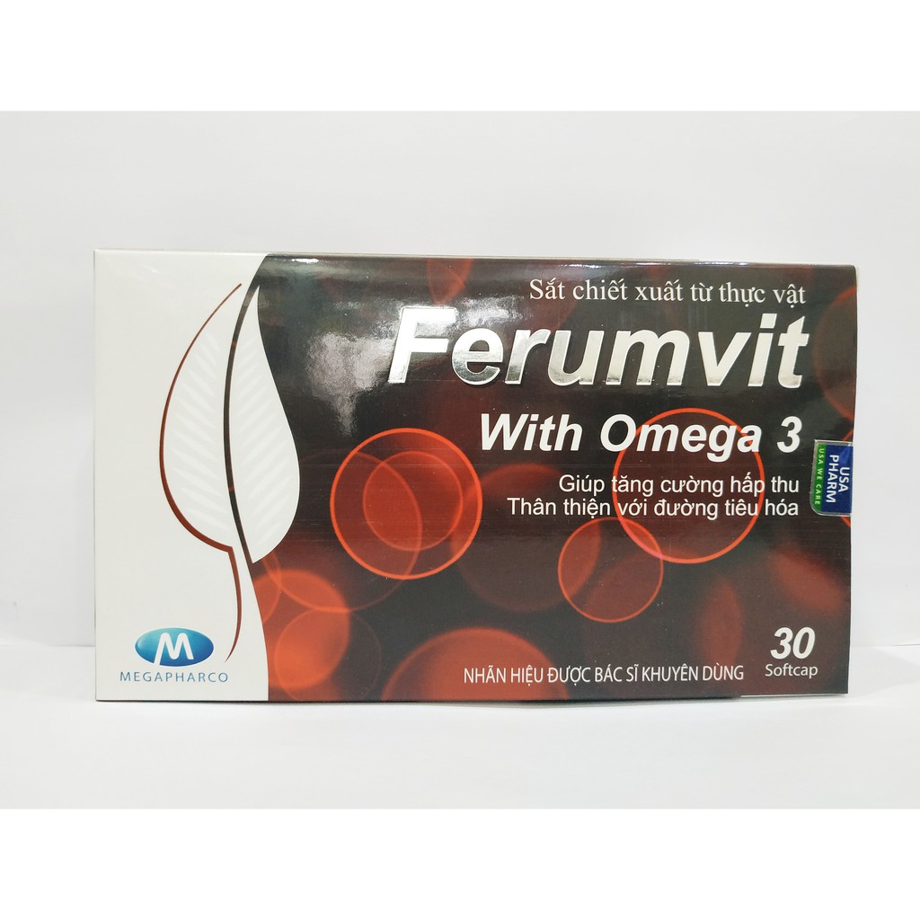 Viên Uống Bổ Máu Ferumvit - Bổ Sung Sắt Cho Người Thiếu Máu - Không Gây Táo Bón - Nguyên Liệu Nhập Khẩu - Hộp 30 Viên