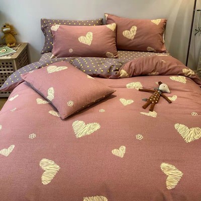 Bộ chăn ga gối Cotton Poly Bo Decor Tim xước