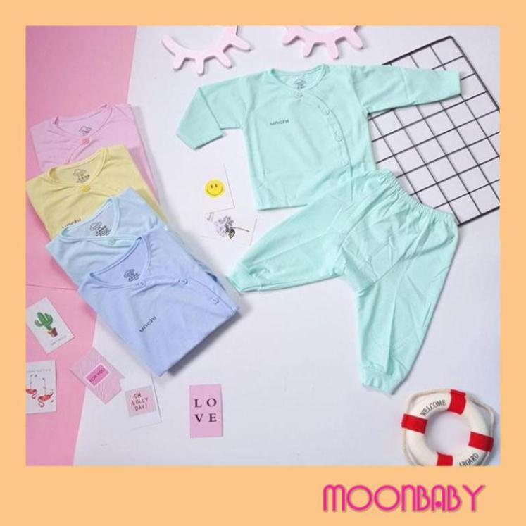 Quần áo sơ sinh 💖FREESHIP💖 Bộ sơ sinh dài tay UNCHI CÀI LỆCH cho bé sơ sinh từ 0-6 tháng, có màu cho