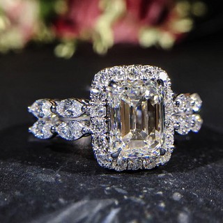 Temperament Square Diamond Ring Marriage Proposal Shaped Diamond Female Ring