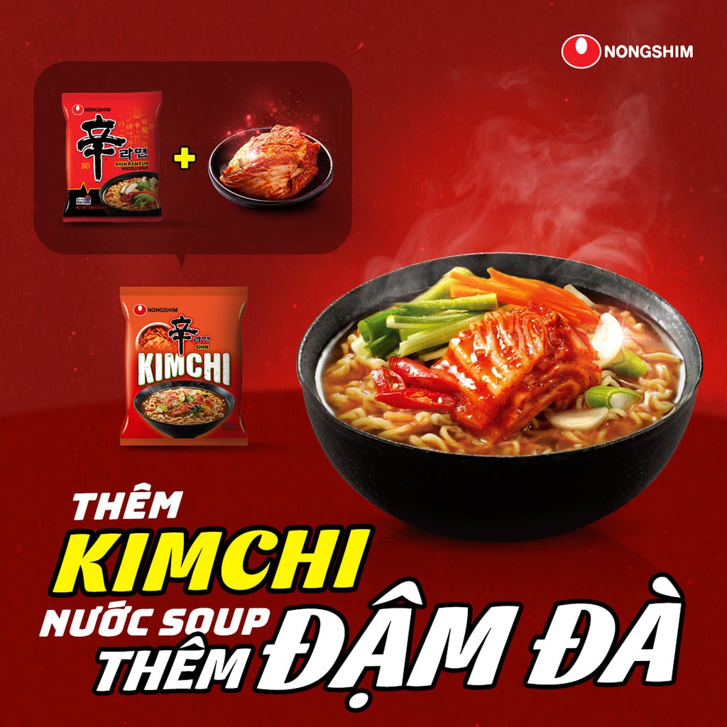 Mì Nongshim Shin Kim chi 120g - Nước súp mì vị kimchi thơm ngon - Hàn Quốc