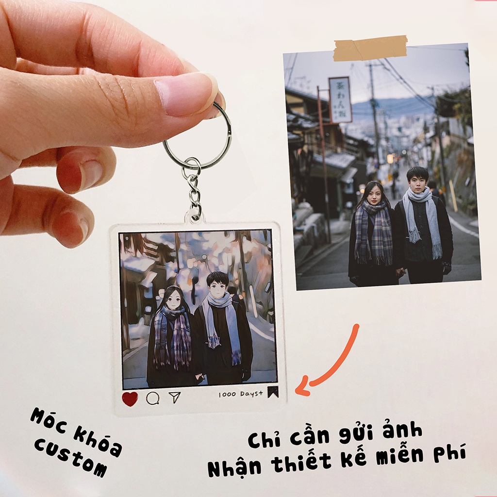 Móc khóa tranh vẽ hoạt hình dễ thương theo yêu cầu quà tặng lưu niệm