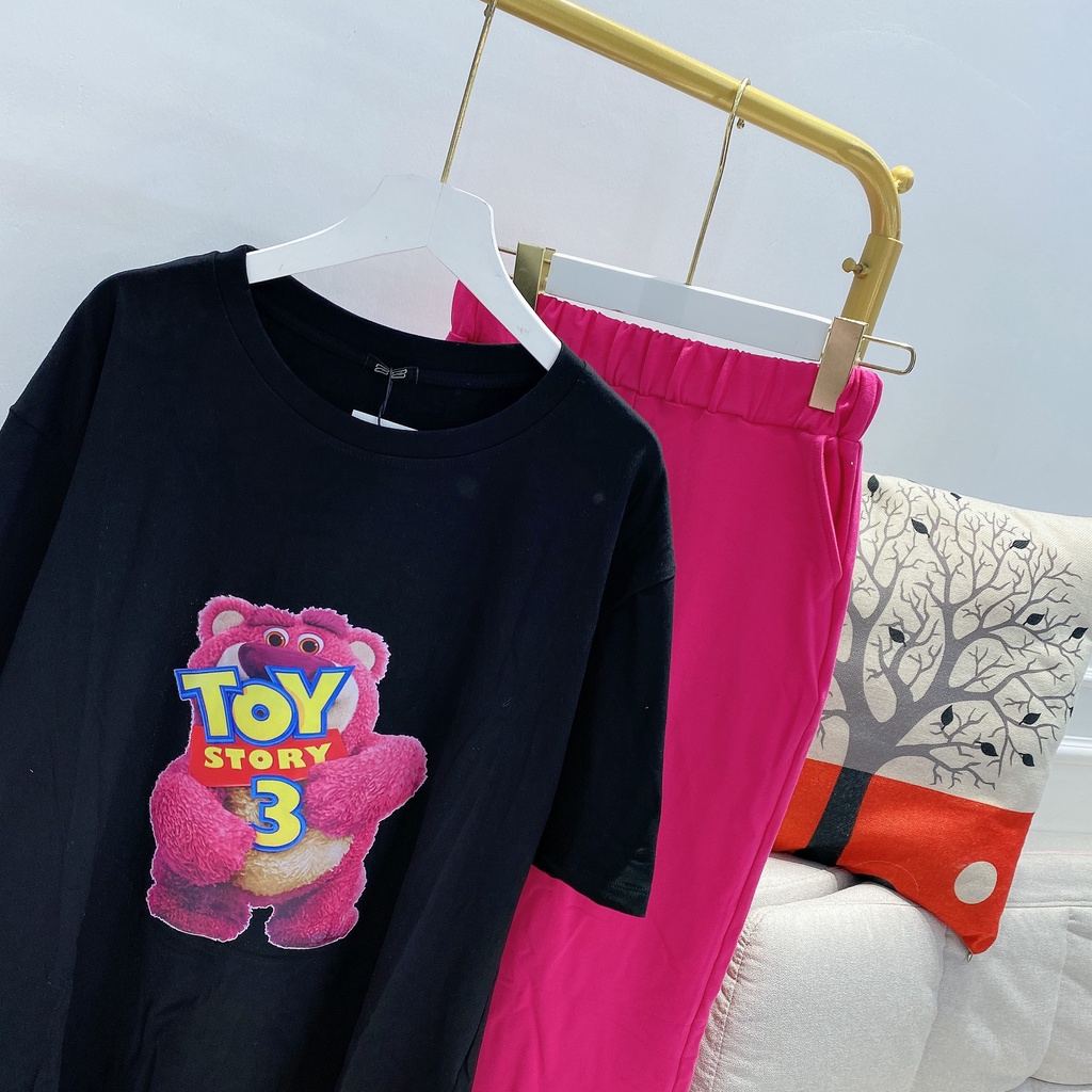 Bộ gấu hoạt hình TOY STORY 3 quần ống loe hồng sen HN151