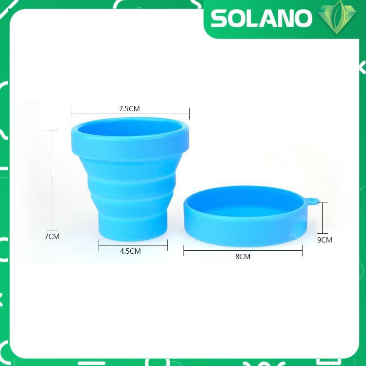 Ly Uống Nước SOLANO Chất Liệu Cốc Nhựa SiliCon Có Nắp Gấp Gọn Đi Du Lịch, Dã Ngoại Đa Năng HG-001178
