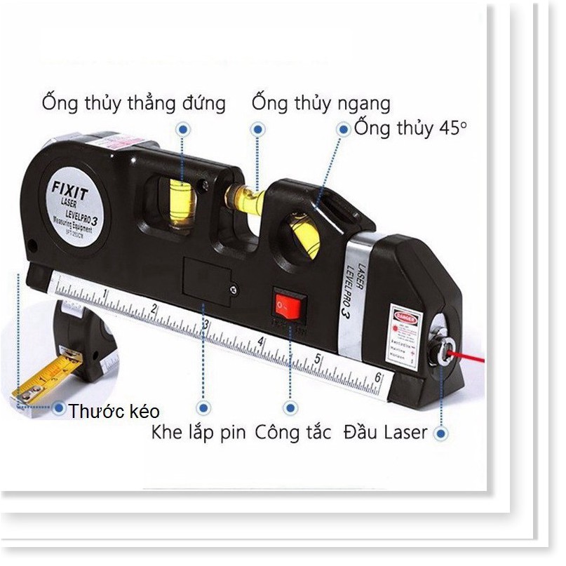 Thước ni vô laser đa năng 4 trong 1