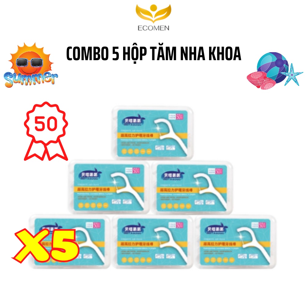 Combo 5 Hộp Chỉ Nha Khoa Beitagogo Hộp 50 Cái ANVIHOM