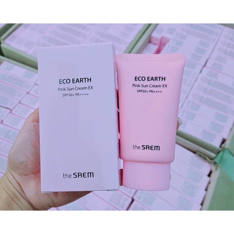 Kem Chống Nắng Giảm Dầu, Nâng Tone Da Sáng Hồng The Saem Eco Earth Power Pink Sun Cream SPF50+/PA++++ | WebRaoVat - webraovat.net.vn