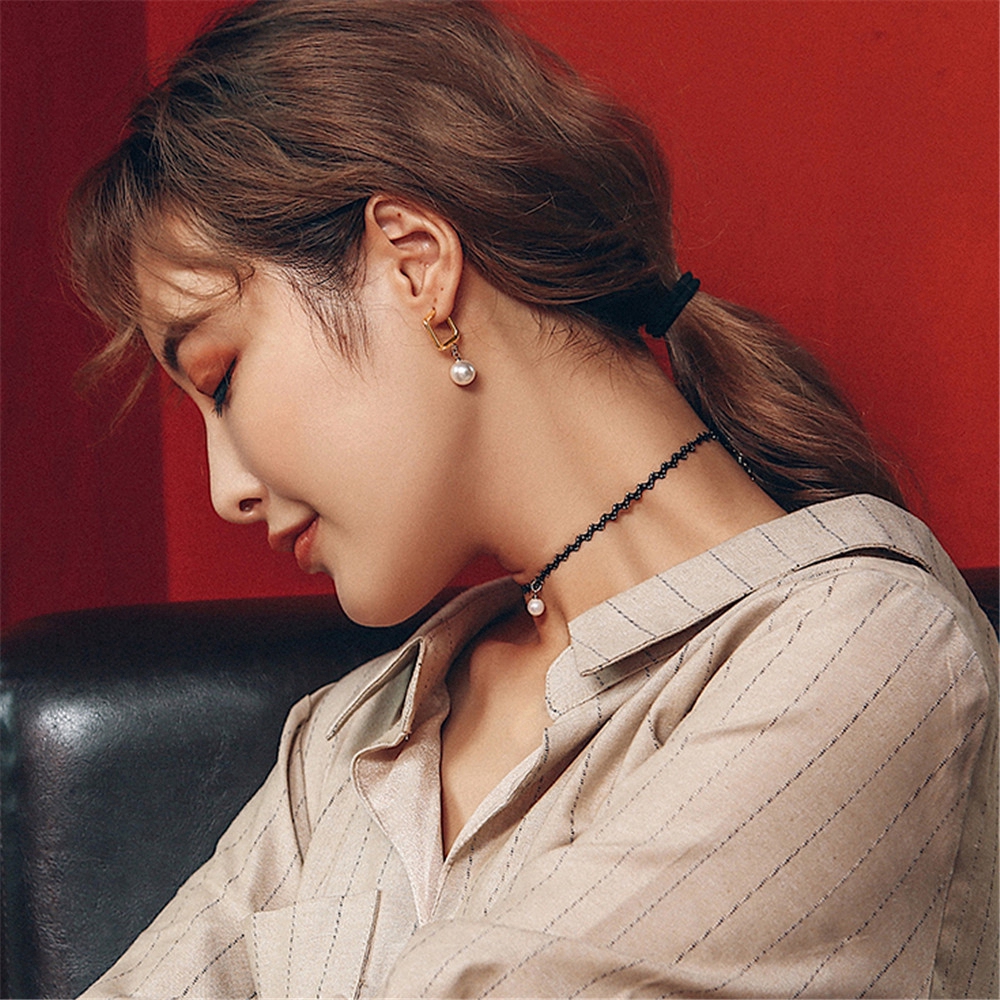 Hoa tai dáng dài gắn hạt ngọc trai phong cách Hàn Quốc cho nữ