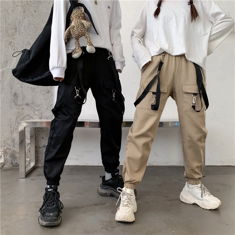 Unisex Harajuku Style Cargo pants Multi Pockets Casual pant High Waist Solid Cargo Pants work pants | BigBuy360 - bigbuy360.vn