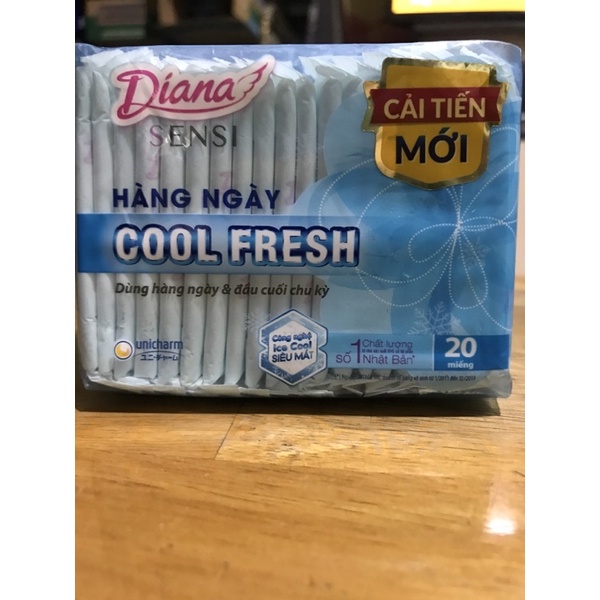 Băng Vệ sinh Diana Sensi Cool Fresh, Siêu mỏng cánh, Không cánh dày, Sensi Hàng ngày