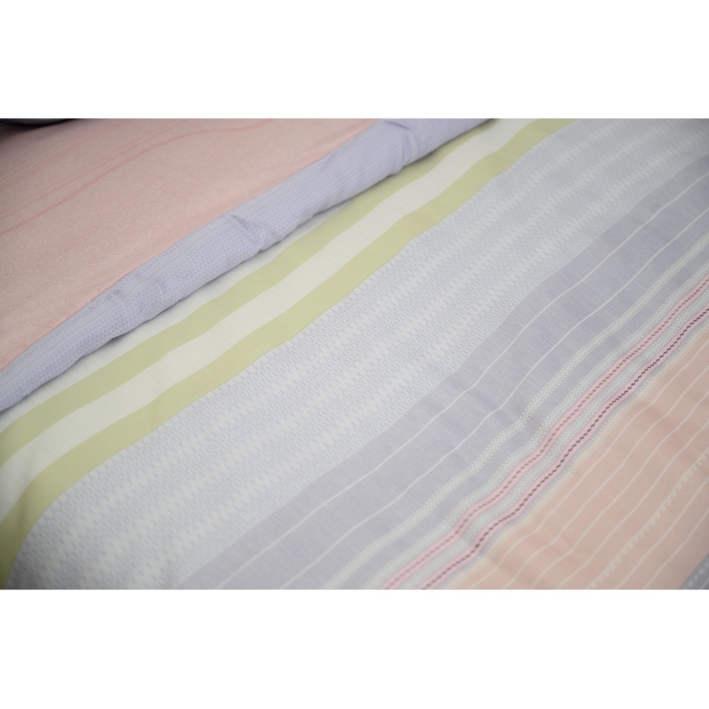 Bộ 5 món drap, áo gối NIN Tencel 800 - màu hồng tím sọc Claire (không kèm mền)