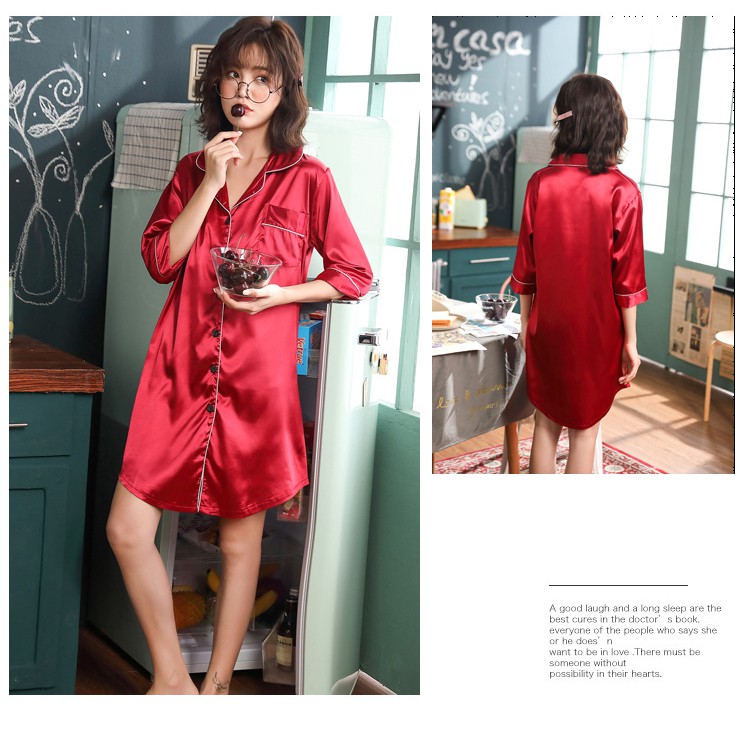 [Siêu Phẩm 2021 - Sang - Xịn]áo sơ mi ngủ nữ cao cấp - váy ngủ đẹp dài quyến rũ B1030 | BigBuy360 - bigbuy360.vn