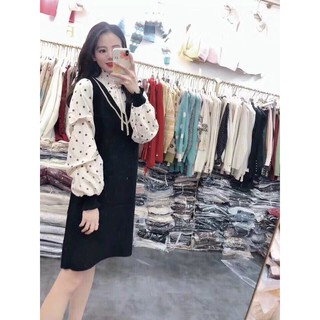 Váy Bầu Mùa Đông- Đầm Bầu Len Pha Cổ Sơ Mi (55-85kg)