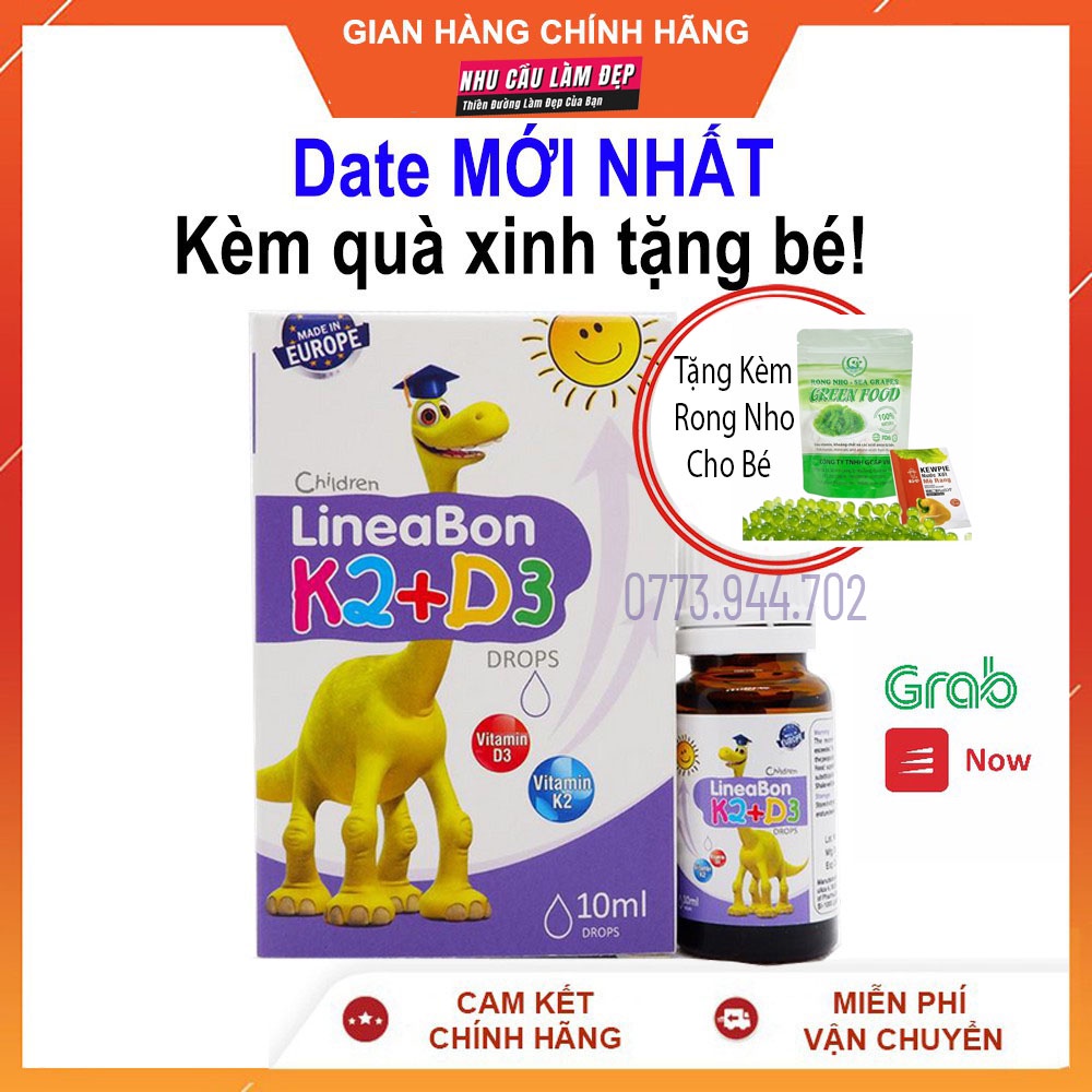 (Tặng Quà) LineaBon Vitamin D3 K2 bổ sung K2 D3 giúp tăng hấp thu canxi trẻ - Trẻ cao lớn khỏe mạnh