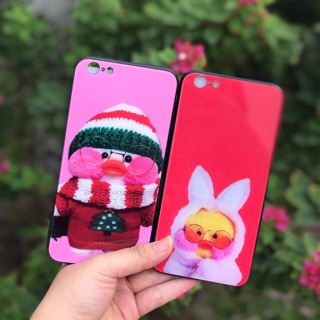 Ốp lưng kính cường lực vịt cute cho iphone