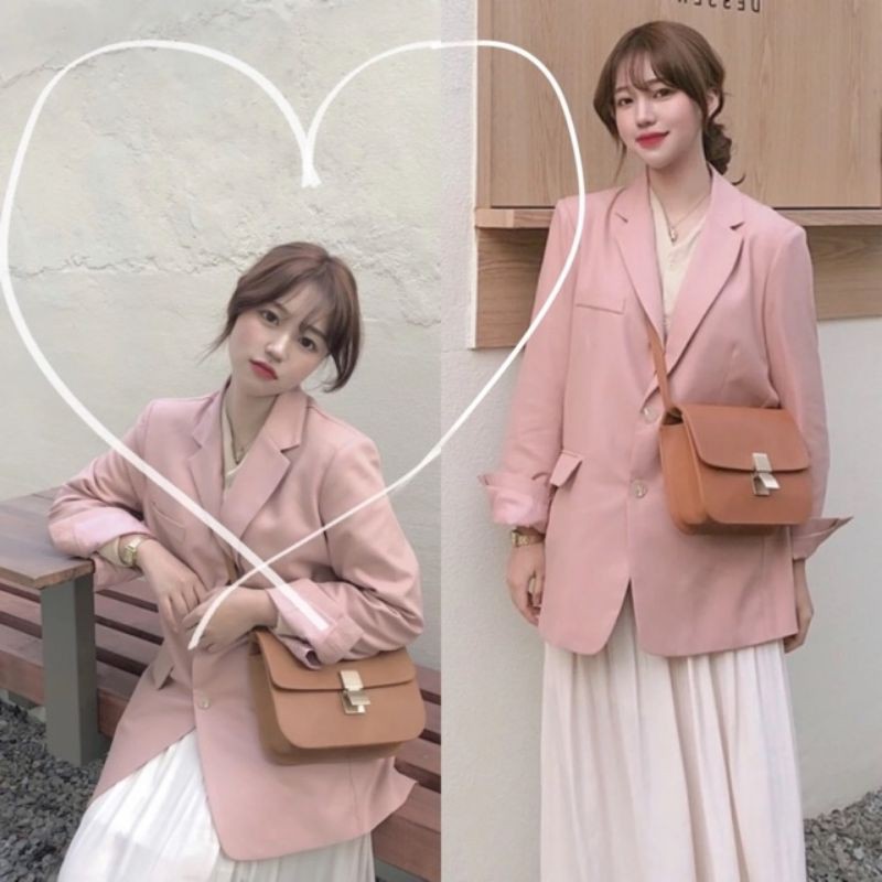 Áo khoác Blazer màu hồng pastel