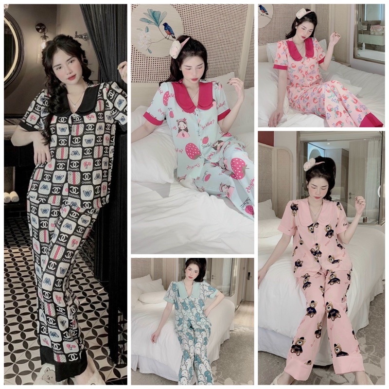 Đồ bộ pijama nữ lụa mango cao cấp,tay cộc quần dài,hàng thiết kế tiểu thơ, chất vải mềm mịn,siêu mát MG03