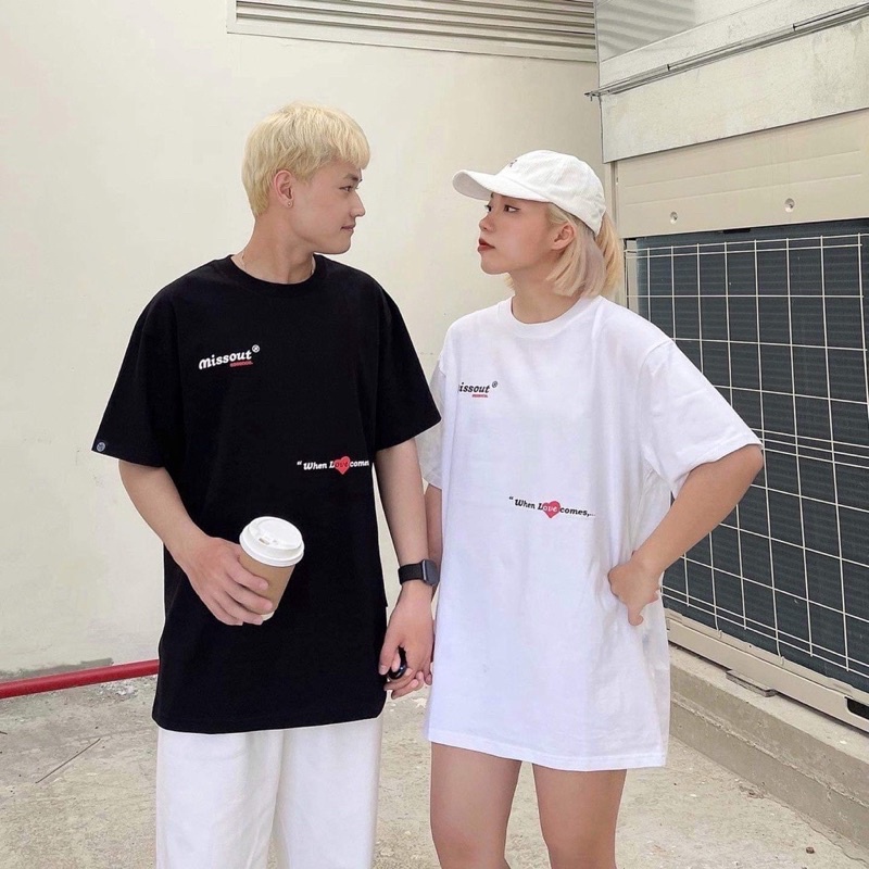 Áo Thun missout love 2 màu nam nữ Full Tag tay cổ