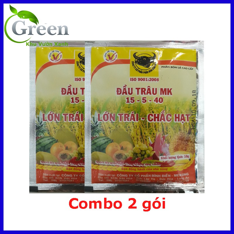 Combo 2 Gói Phân Bón Lá Đầu Trâu MK NPK 15-5-40 Lớn Trái Chắc Hạt