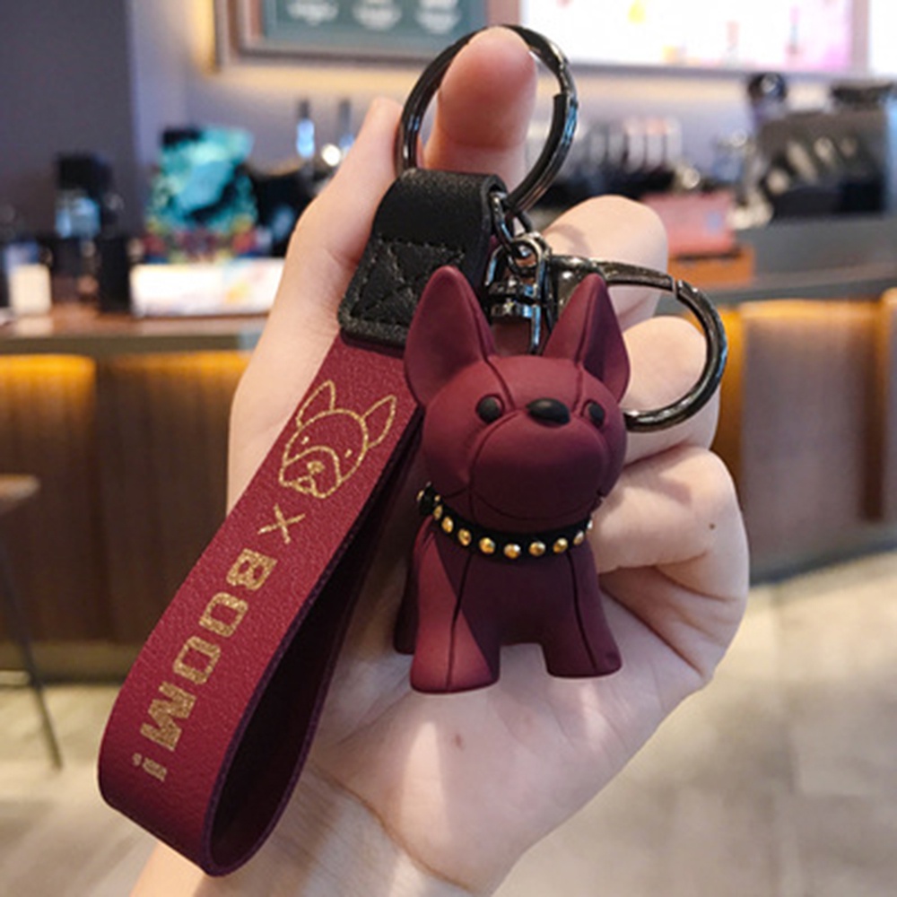 Móc Khóa Hình Chó Bull 3D Dễ Thương Bằng Da PU