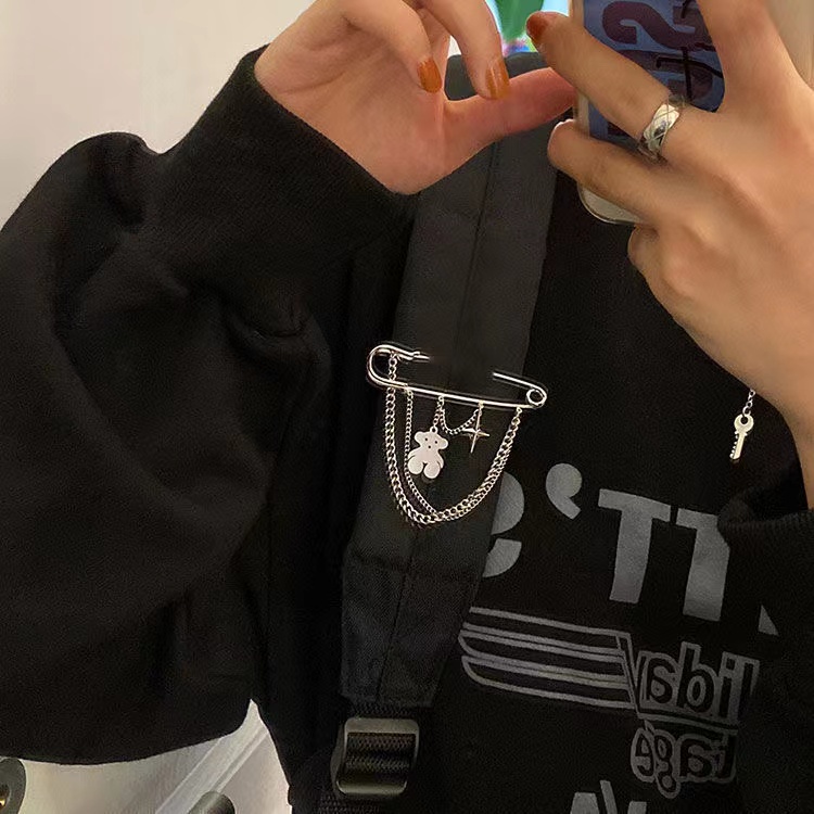 iF YOU Ghim CàI ÁO HìNh MặT CườI ĐíNh NgọC Trai Giả ThờI Trang Cho Nữ