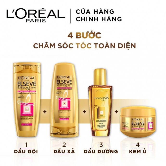 Dầu gội L'Oreal Paris Elseve Extraordinary Oil Ultra Nourishing chiết xuất tinh dầu hoa tự nhiên 650ml