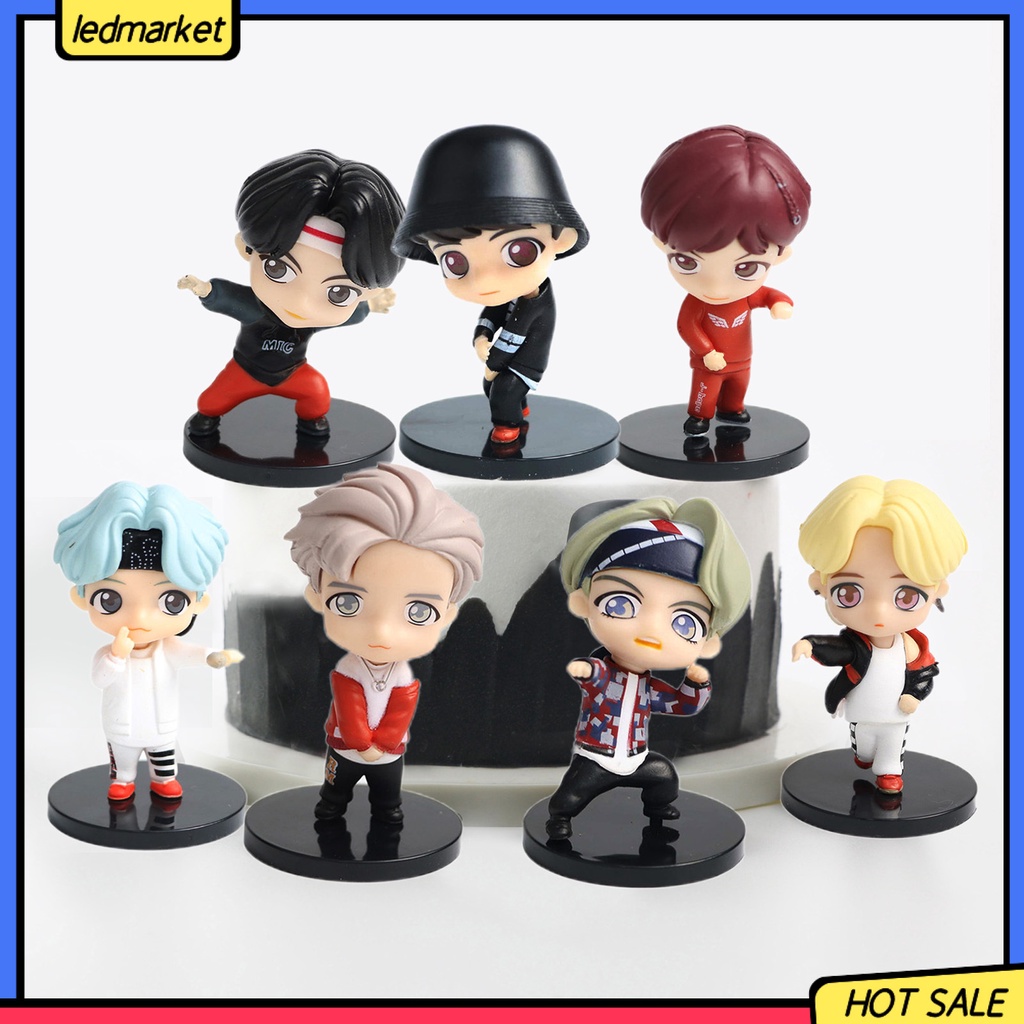 Gấu Bông Set 7 Mô Hình Búp Bê Bangton Nhóm Nhạc BTS Dễ Thương Dùng Trang Trí Bánh Kem