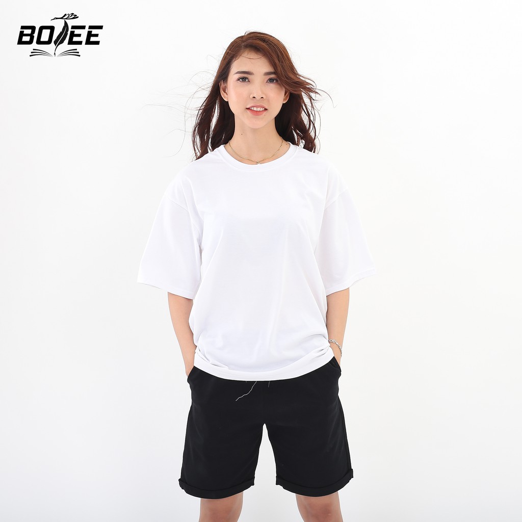 [Mã FAMAYMA giảm 10K đơn 50K] Áo thun Trơn Basic form rộng tay lỡ BOTEE trắng đen unisex nam nữ