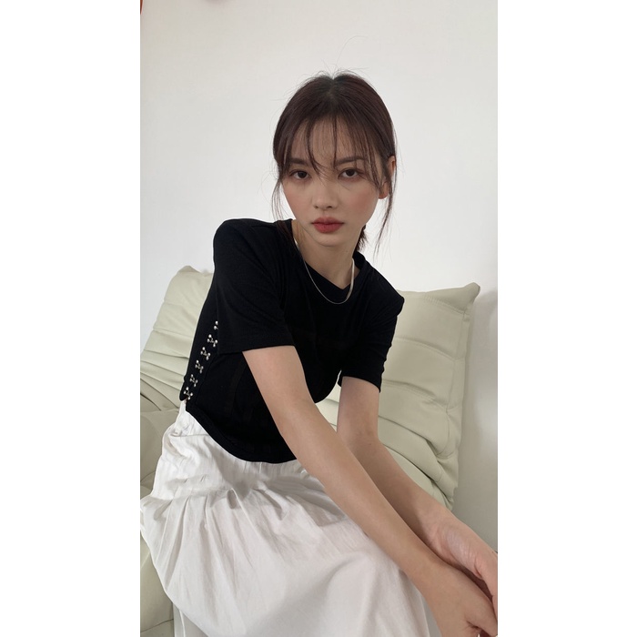 Áo Thun Tay Ngắn Dáng Ôm In Hình Xương Cá Thời Trang Mùa Hè Cho Nữ 2022