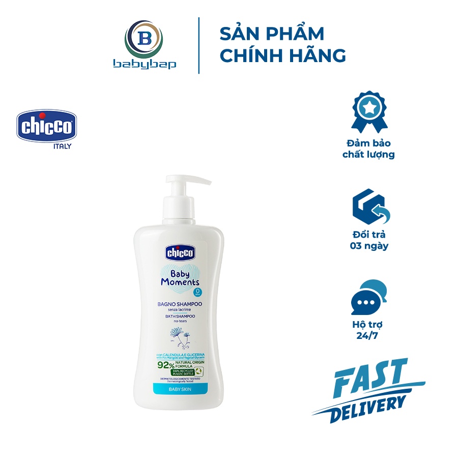 Sữa Tắm Gội Chiết Xuất Hoa Cúc Chicco 0M+ Làm Sạch Da, Loại Bỏ Rôm Sảy, Ngăn Ngừa Mẩn Ngứa