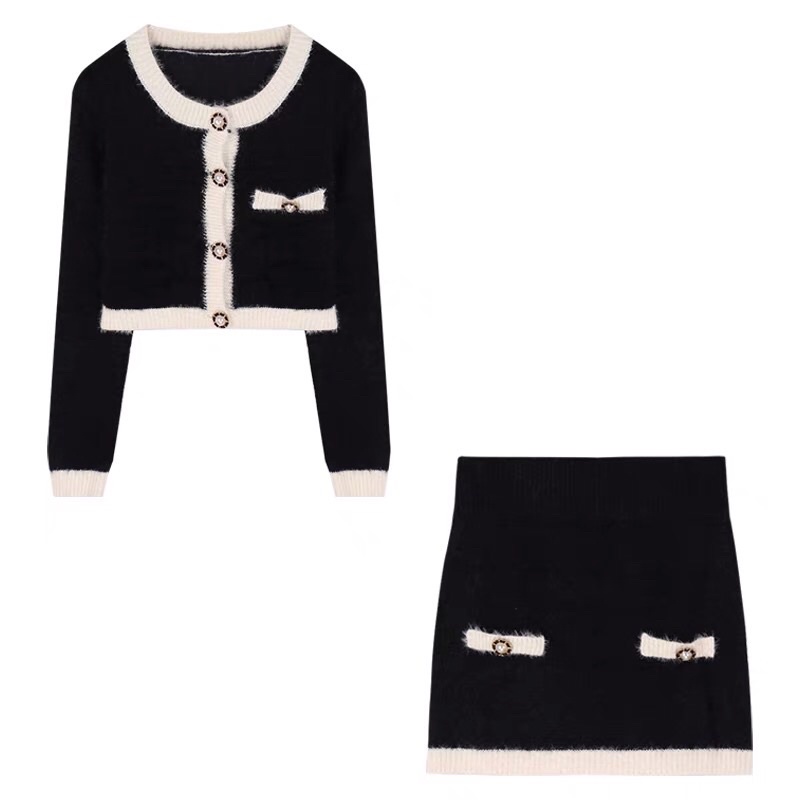 Áo cardigan croptop phối chân váy ngắn tôn dáng cho nàng