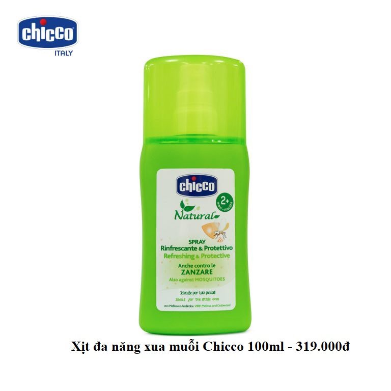 Kem,xịt đa năng lăn bôi xua muỗi Chicco+ nhập khẩu từ Ý 0m đốt côn trùng cắn không gây kích ứng da cho bé và mẹ 60-100ml