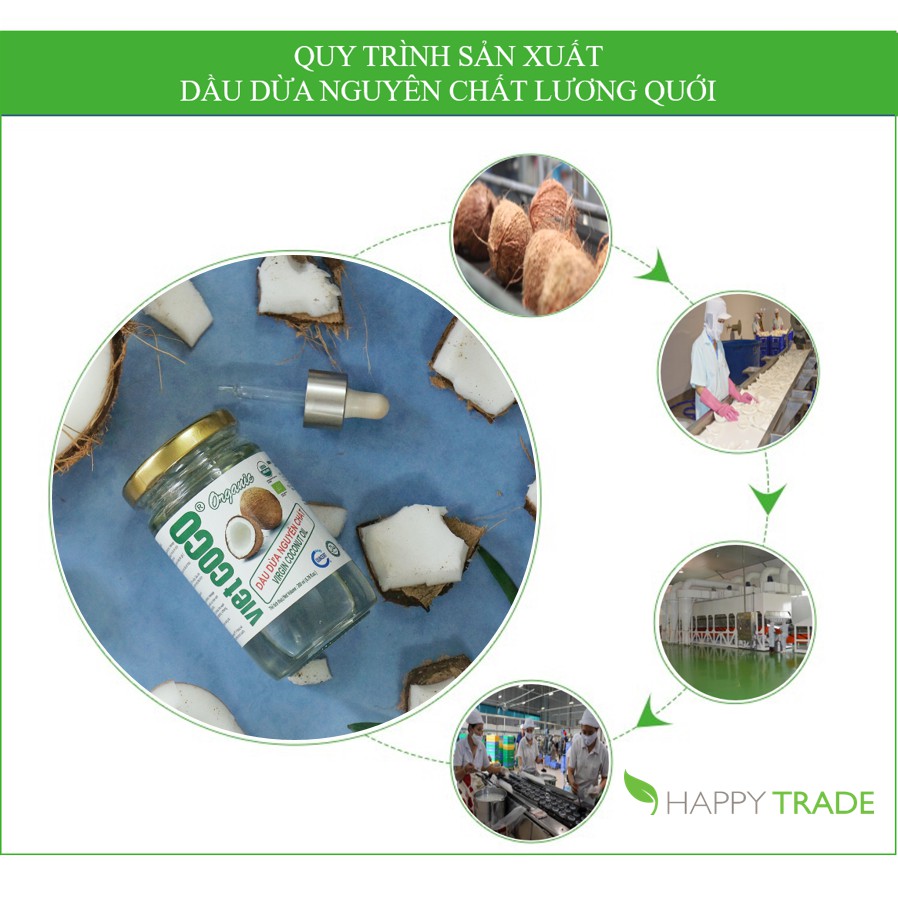 Dầu dừa hữu cơ nguyên chất ép lạnh Vietcoco chai 200ml | BigBuy360 - bigbuy360.vn
