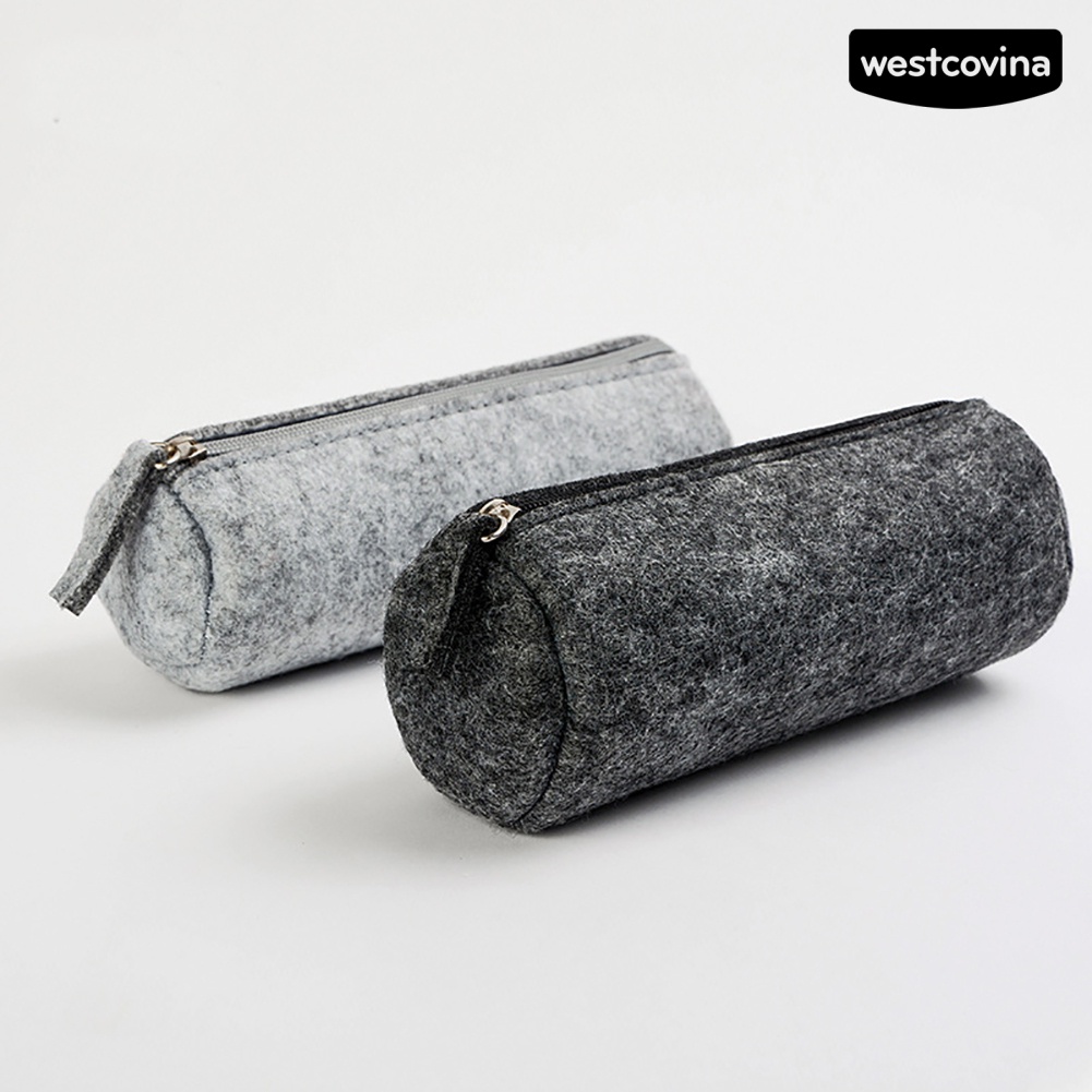 Túi Đựng Bút / Đồ Trang Điểm Bằng Vải Nỉ Có Khóa Kéo Đơn Giản