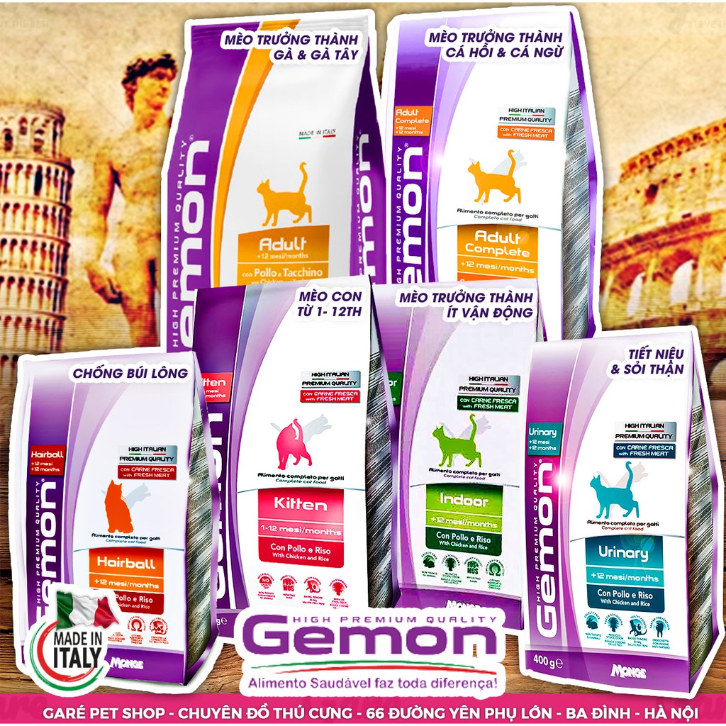 400gr - Hạt Sterilized Gemon dành cho Mèo đã triệt sản nhập khẩu từ Ý - Sterilized with Turkey Made in Italia