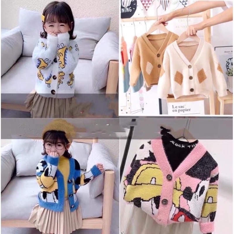 Áo Len Cadigan Lông Thỏ Cho Bé
